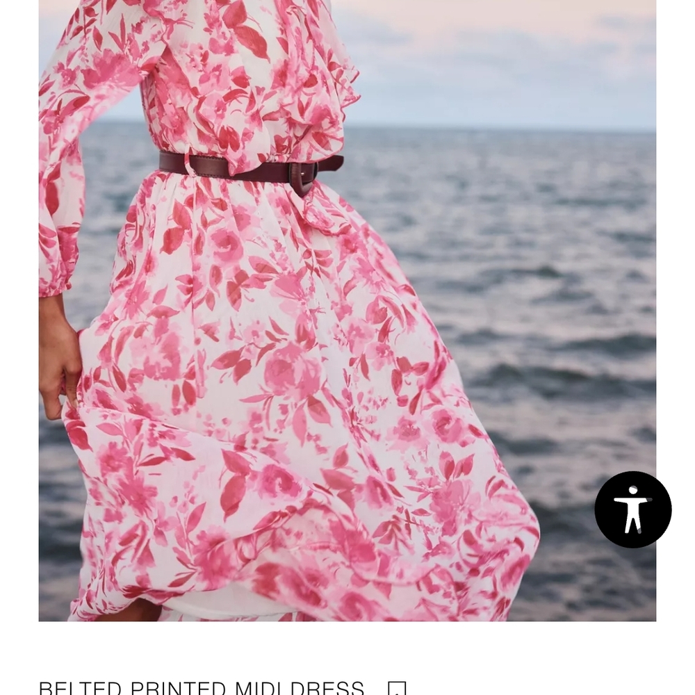 Zara Pink Floral Midi Dress - Picture 3 of 12